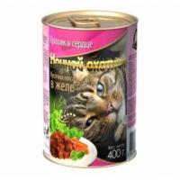 “Ночной охотник” кон.д/кошек Кролик/сердце кусочки в желе 400гр