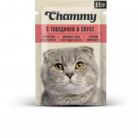 Корм Chammy консервированный для кошек с говядиной в соусе 85 г